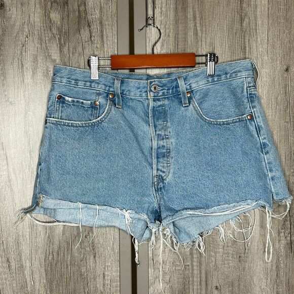 Levi's Denim Shorts 501 Button Fly Premium Daisy Dukes Cutout - Picture 1 of 7